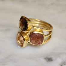 Square Stacked Ring - Warm Neutrals
