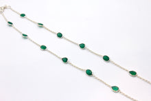 Chain By The Metre Necklace - Green Onyx - Silver