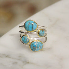 Two Tone Stacked Ring - Turquoise
