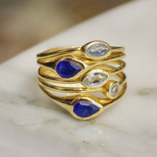 Marquise & Teardrop Stacked Ring - Deep Blue & Sky Blue
