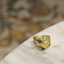 Marquise & Teardrop Stacked Ring - Peridot & Green Onyx