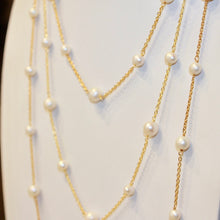 Chain By The Metre Necklace - Pearl - Gold - Large
