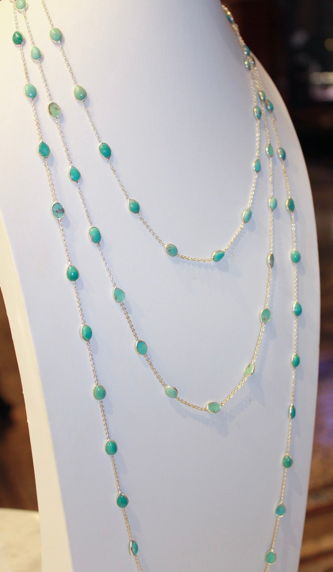 Chain By The Metre Necklace - Turquoise - Silver