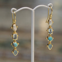 Mixed Shape Bezel Earrings - Blues