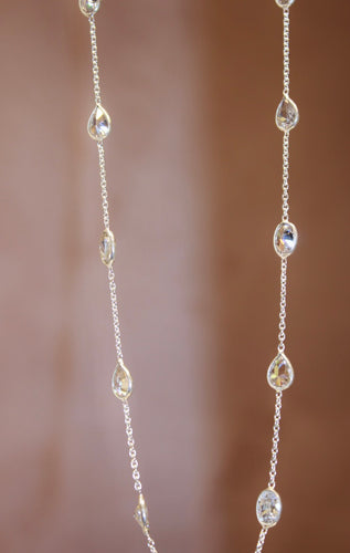 Chain By The Metre Necklace - Zircon - Silver