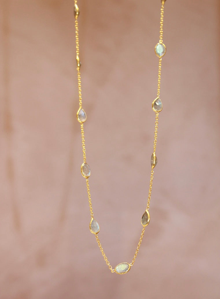 Chain By The Metre Necklace - Labradorite - Gold