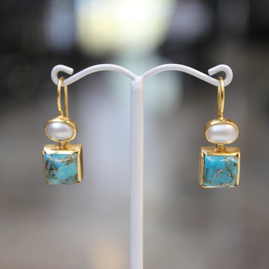 Square Pearl Drops Turquoise