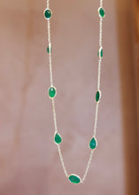 Chain By The Metre Necklace - Green Onyx - Silver
