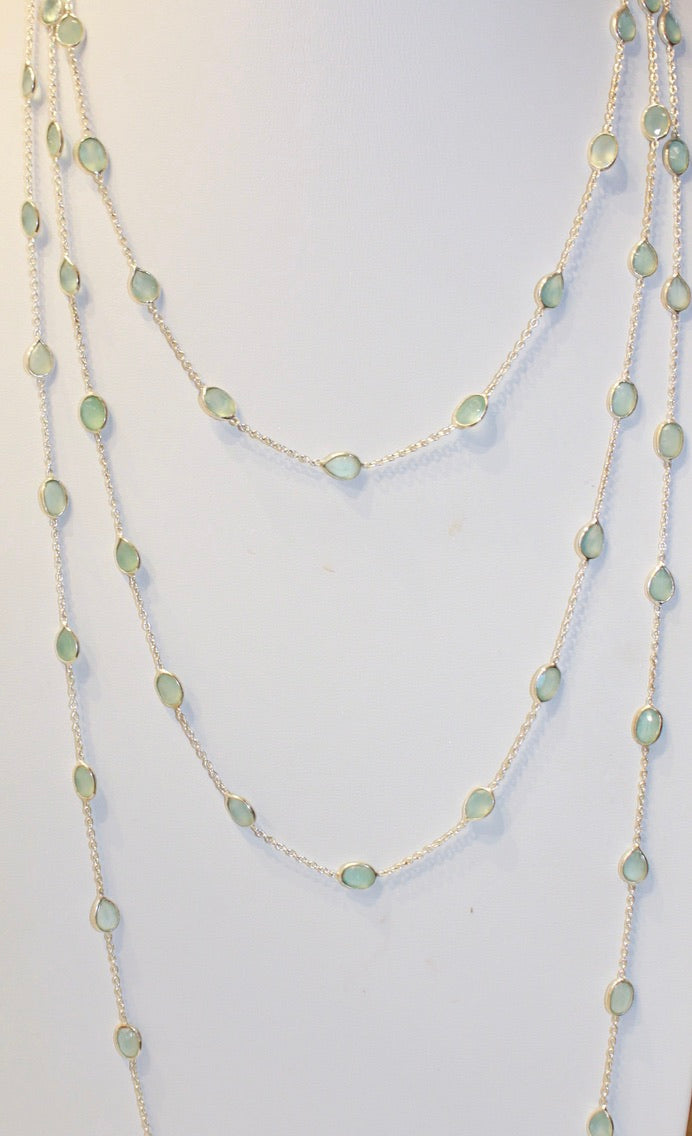 Chain By The Metre Necklace - Chalcedony - Silver