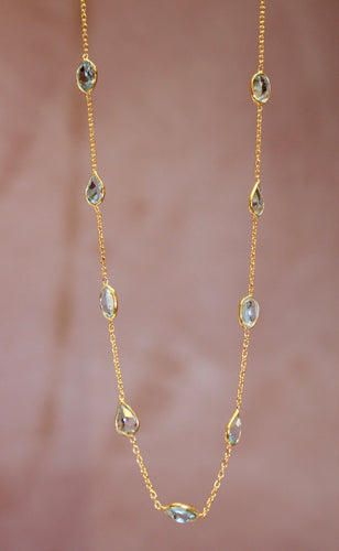 Chain By The Metre Necklace - Blue Topaz - Gold