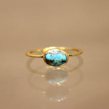 East West Oval Stacker Ring - Turquoise - Gold