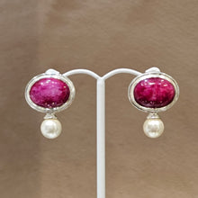 Large Statement Studs Ruby Silver