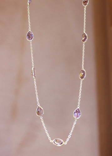 Chain By The Metre Necklace - Amethyst - Silver