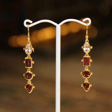 Mixed Shape Bezel Earrings - Whisky