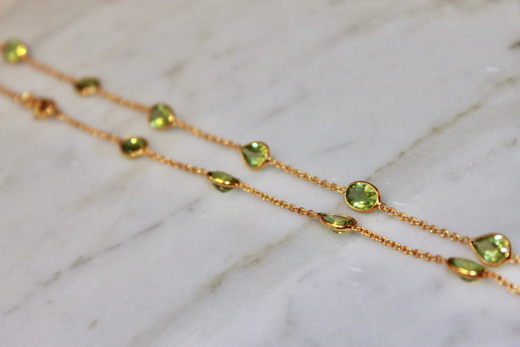Chain By The Metre Necklace - Peridot - Gold