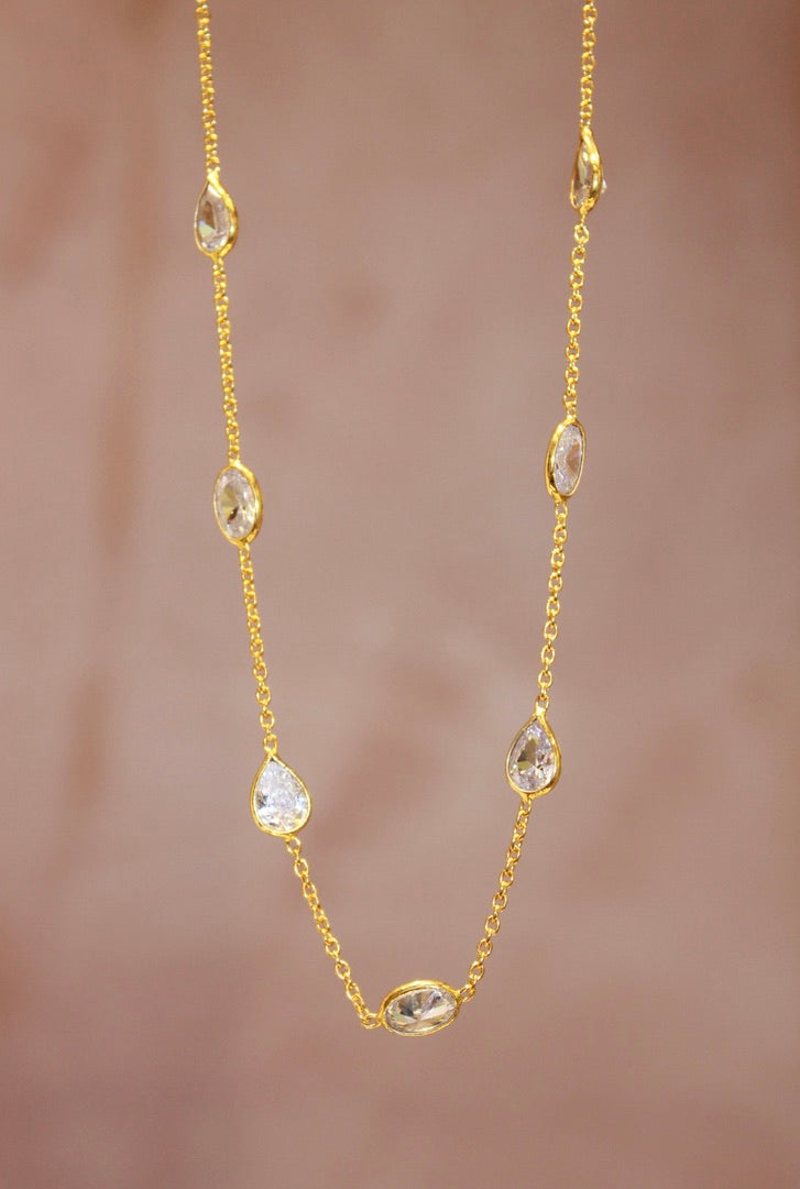 Chain By The Metre Necklace - Zircon - Gold