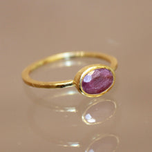 East West Oval Stacker Ring - Indian Ruby - Gold