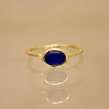 East West Oval Stacker Ring - Electric Blue - Gold
