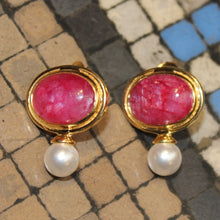 Large Statement Studs Ruby Gold
