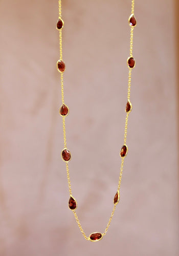 Chain By The Metre Necklace - Garnet - Gold