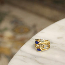 Marquise & Teardrop Stacked Ring - Deep Blue & Sky Blue