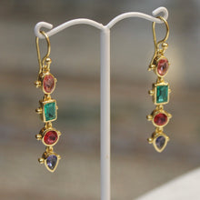 Mixed Shape Bezel Earrings - Royal