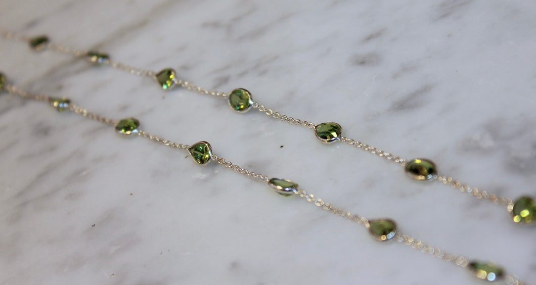 Chain By The Metre Necklace - Peridot - Silver