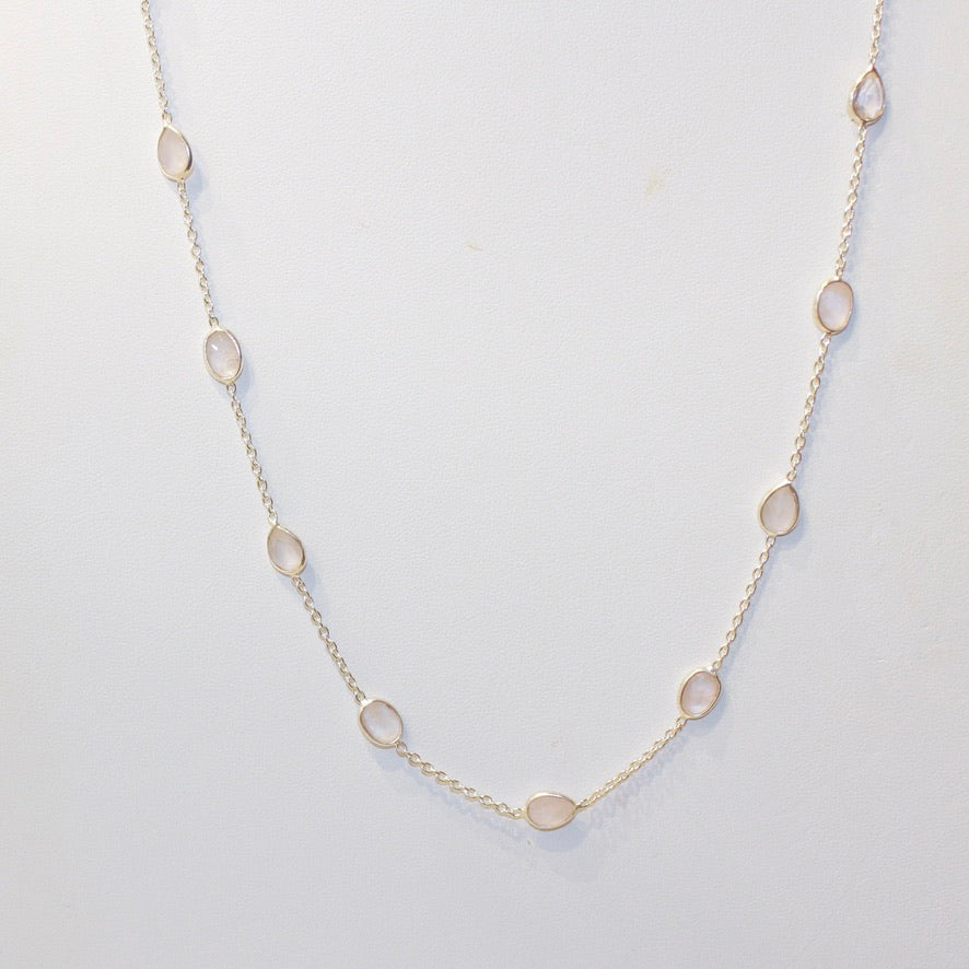 Chain By The Metre Necklace - Rose Quartz - Silver