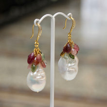 Baroque Pearl Earrings - Tourmaline