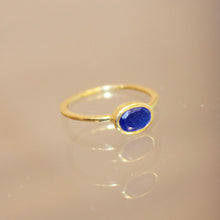 East West Oval Stacker Ring - Electric Blue - Gold