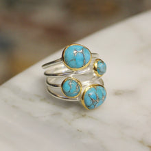 Two Tone Stacked Ring - Turquoise