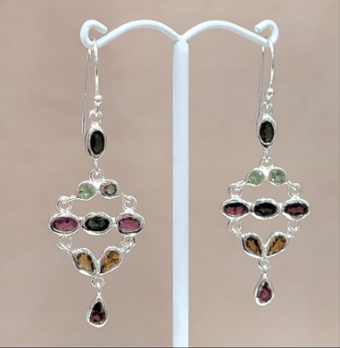 Tourmaline Chandelier Earrings - Silver