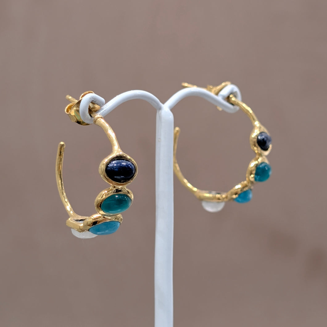 Cabochon Stone Hoops