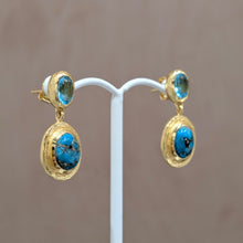 Double Stone Textured Earrings