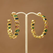 Multi Stone Faceted Hoops Royal