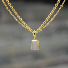 Double Chain Baguette Pendant Mother of Pearl