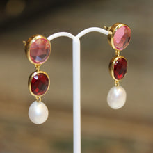 Double Oval Pearl Drops Pink
