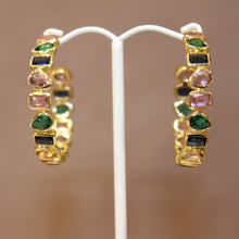 Multi Stone Faceted Hoops Royal