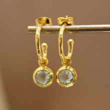 Small Hoop Round Drop Blue Topaz