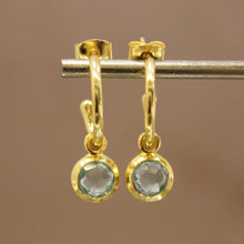 Small Hoop Round Drop Blue Topaz