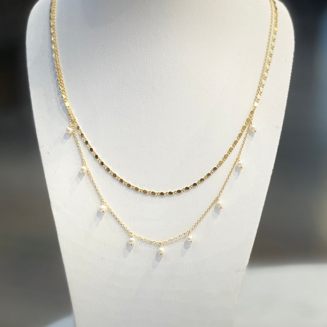 Layered Pearl Drop Necklace
