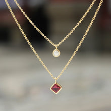 Layered Pearl Square Necklace Red